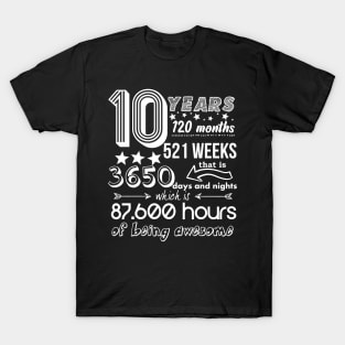 10 Years Old 10th Birthday Funny Old School 120 Month T-Shirt